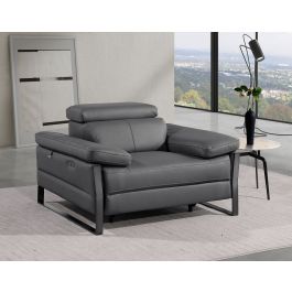 1246 DivanItalia Dark Grey  Power Reclining Arm Chairwith Power Headrests – Top Grain Italian Leather