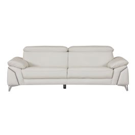 727 DivanItalia White Sofa with Adjustable Headrest in Top-Grain Italian Leather