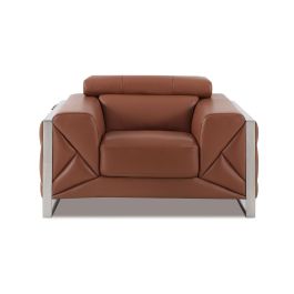 903 DivanItalia Camel Chair with Adjustable Headrest in Top-Grain Italian Leather