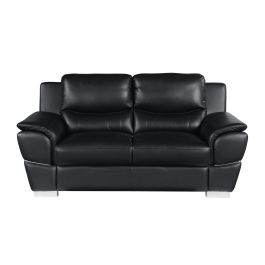 4572 Black Genuine Leather Loveseat