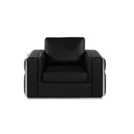 1130 DivanItalia Black Chair in Top-Grain Italian Leather
