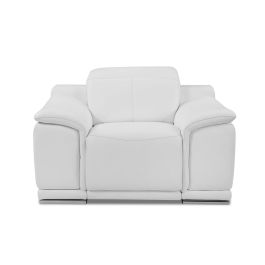 9762 DivanItalia White Top Grain Italian Leather Power Reclining Chair with Adjustable Headrests