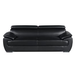 4571 Black Genuine Leather Sofa