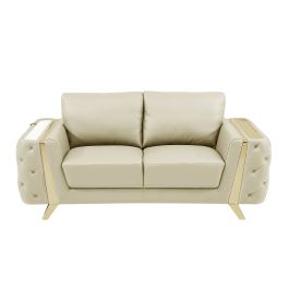 1050 DivanItalia Beige Loveseat in Top-Grain Italian Leather