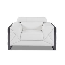 903 DivanItalia White Chair with Adjustable Headrest in Top-Grain Italian Leather