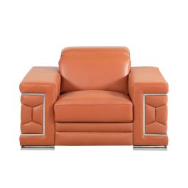 692 DivanItalia Camel Chair with Adjustable Headrest in Top-Grain Italian Leather