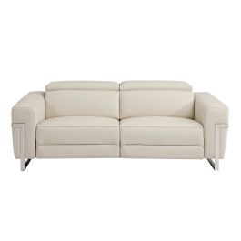 990 DivanItalia Beige Power Reclining Sofa with Power Headrest in Top-Grain Italian Leather
