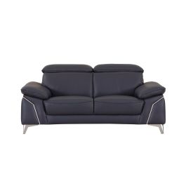 727 DivanItalia Navy Loveseat with Adjustable Headrest in Top-Grain Italian Leather