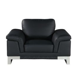 411 DivanItalia Black Chair in Top-Grain Italian Leather