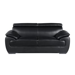 4571 Black Genuine Leather Loveseat