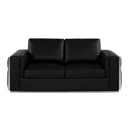 1130 DivanItalia Black Loveseat in Top-Grain Italian Leather