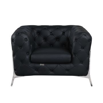 970 DivanItalia Black Chair in Top-Grain Italian Leather