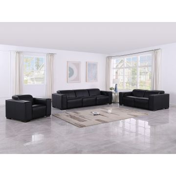 1208 Leather Reclining Set – Sofa, Loveseat & Chair with 6 Power Recliners