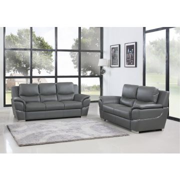 4572 Gray Genuine Leather, 2-Piece Sofa Set