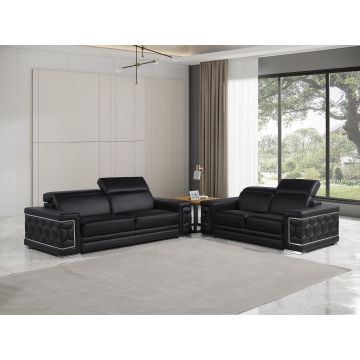 296 Black Genuine Leather, 2-Piece Sofa Set