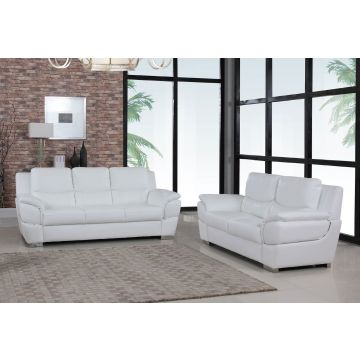 4572 White Genuine Leather, 2-Piece Sofa Set