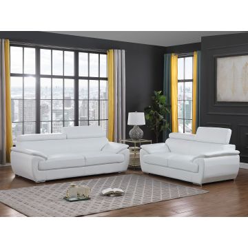4571  White Genuine Leather, 2-Piece Sofa Set