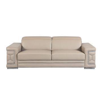692 DivanItalia Beige Sofa with Adjustable Headrest in Top-Grain Italian Leather