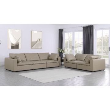1100 DivanItalia Beige 2-Piece Sofa Set – Top-Grain Italian Leather