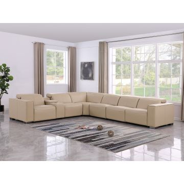 1208 7 Piece L-Shaped Leather Reclining Sectional with 3 Power Recliners
