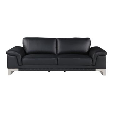 411 DivanItalia Black Sofa in Top-Grain Italian Leather