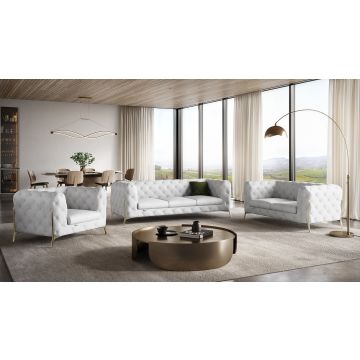 970 DivanItalia White 3-Piece Sofa Set in Top-Grain Italian Leather