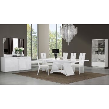 D313 - White Dining Table and 6 Chair Set