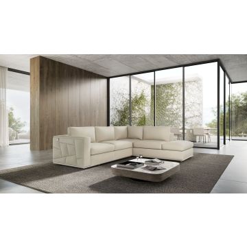 998 DivanItalia Cream Right Arm Facing Sectional in Top-Grain Italian Leather
