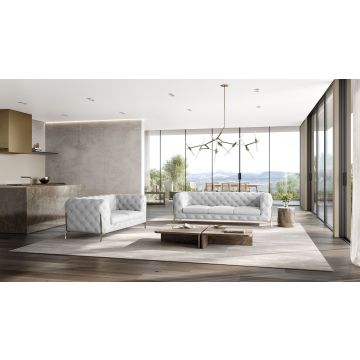 970 DivanItalia White 2-Piece Sofa Set in Top-Grain Italian Leather