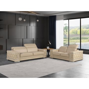 296 Beige Genuine Leather, 2-Piece Sofa Set