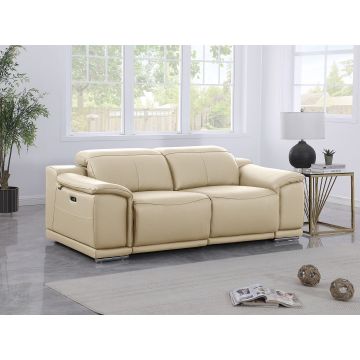 9762 DivanItalia Beige 2-Piece Modular Power Reclining Console  with 2 Power Recliners in Top Grain Italian Leather