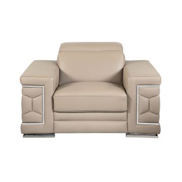 692 DivanItalia Beige Chair with Adjustable Headrest in Top-Grain Italian Leather