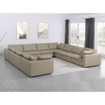 1100 DivanItalia Beige 10-Piece U-Shaped Sectional in Top-Grain Italian Leather