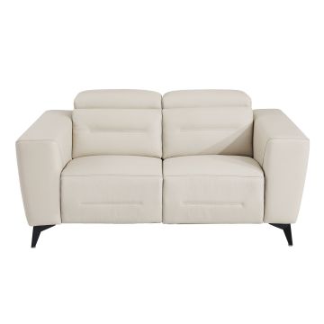 989 DivanItalia Beige Power Reclining Loveseat with Power Headrest in Top-Grain Italian Leather