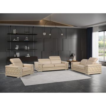 296 Beige Genuine Leather, 3-Piece Sofa Set