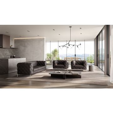 970 DivanItalia Brown 3-Piece Sofa and 2 Chairs Set in Top-Grain Italian Leather