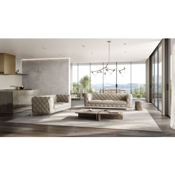 970 DivanItalia Cream 2-Piece Sofa Set in Top-Grain Italian Leather