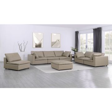 1100 DivanItalia Beige 3-Piece Sofa Set with Ottoman – Top-Grain Italian Leather