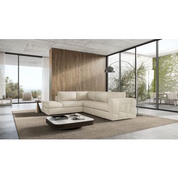 998 DivanItalia Cream Left Arm Facing Sectional in Top-Grain Italian Leather