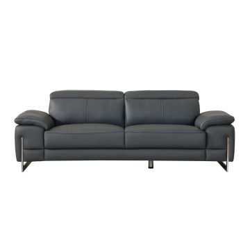 636 DivanItalia Dark Gray Sofa in Top-Grain Italian Leather