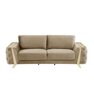1051 DivanItalia Beige Sofa in Velvet Fabric