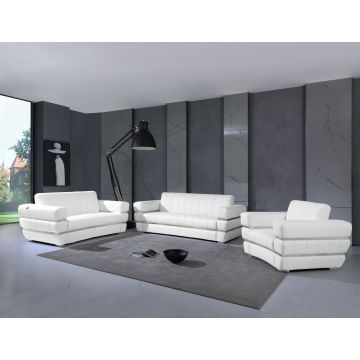 904 DivanItalia White 3-Piece Sofa Set in Top-Grain Italian Leather