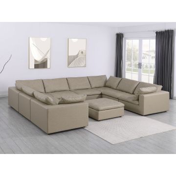 1100 DivanItalia Beige 9-Piece U-Shaped Sectional in Top-Grain Italian Leather
