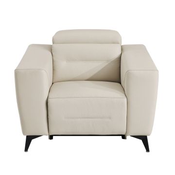989 DivanItalia Beige Power Reclining Arm Chair with Power Headrest in Top-Grain Italian Leather