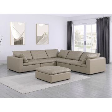 1100 DivanItalia Beige 6-Piece L-Shaped Sectional – Top-Grain Italian Leather