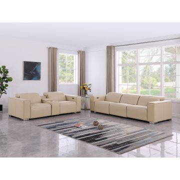 1208 Leather Reclining Set – Sofa & Loveseat with 5 Power Recliners