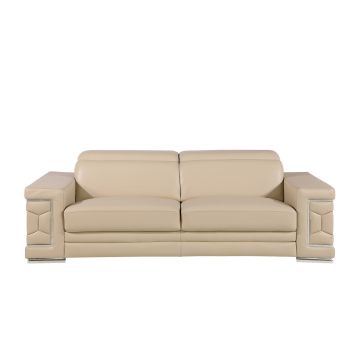 296 Beige Genuine Leather Sofa