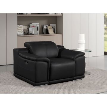 2679 Black Power Reclining Chair with Power Headrest in Genuine Leather