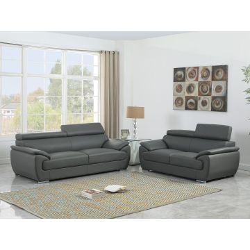 4571  Gray Genuine Leather, 2-Piece Sofa Set