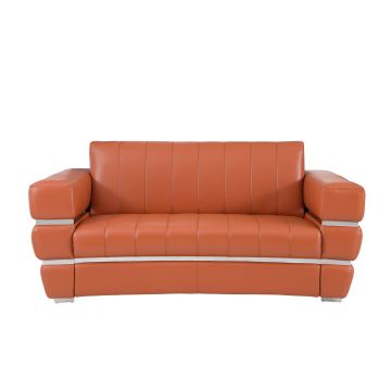 904 DivanItalia Camel Loveseat in Top-Grain Italian Leather